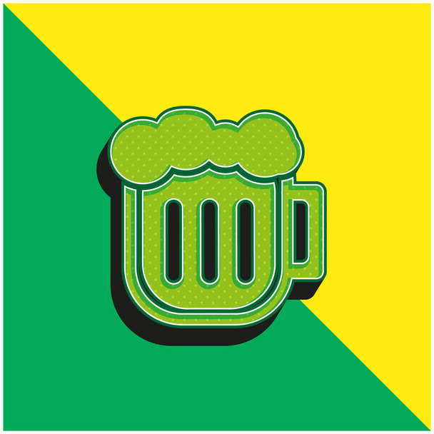 ビールピントグリーンと黄色のモダンな3Dベクトルアイコンのロゴ - ベクター画像