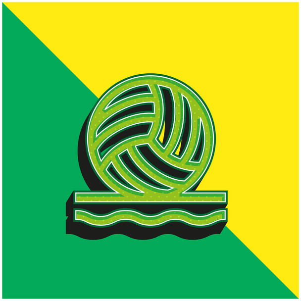 ビーチバレーボール緑と黄色の現代的な3Dベクトルアイコンのロゴ - ベクター画像