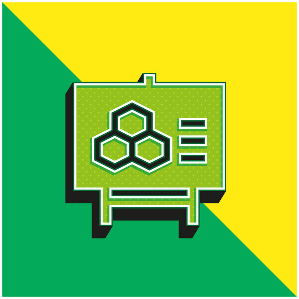 Biologia Zielone i żółte nowoczesne logo wektora 3D - Wektor, obraz