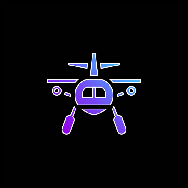 Aircraft blue gradient vector icon - Vector, Image