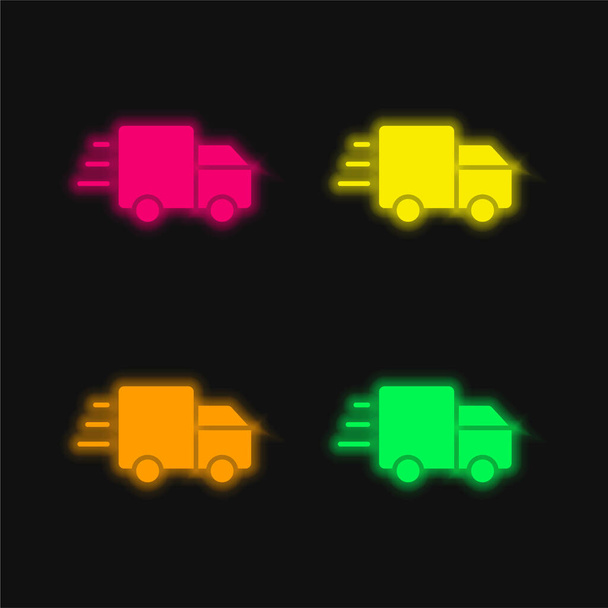 Διαφημίσεις τεσσάρων χρωμάτων λαμπερό εικονίδιο διάνυσμα νέον - Διάνυσμα, εικόνα