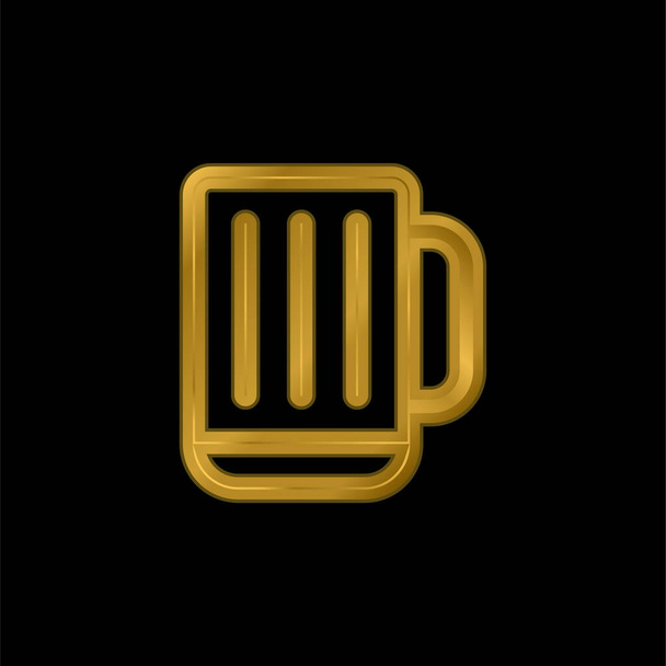 ビールスタインゴールドメッキ金属アイコンやロゴベクトル - ベクター画像