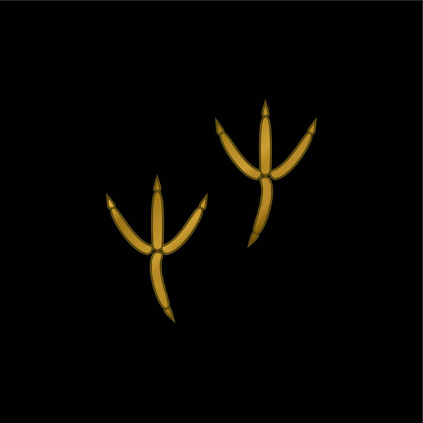 Bird Pawprints gold plated metalic icon or logo vector - Vector, Image