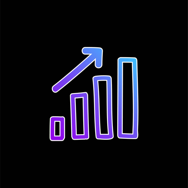 Bares Gráfico para cima símbolo desenhado à mão ícone de vetor gradiente azul - Vetor, Imagem