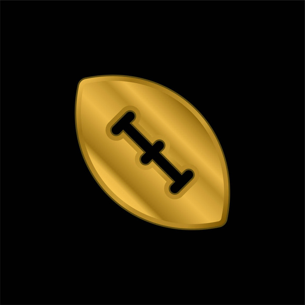 American Football Ball chapado en oro icono metálico o logo vector - Vector, Imagen