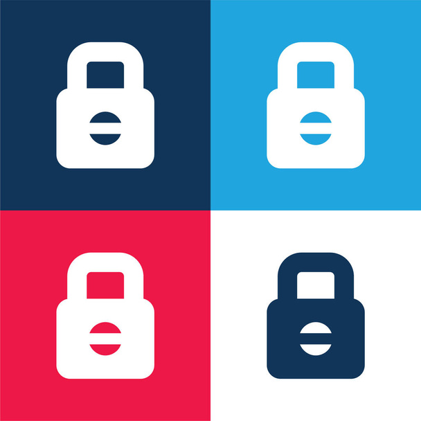 Bloccato blu e rosso quattro colori set di icone minime - Vettoriali, immagini