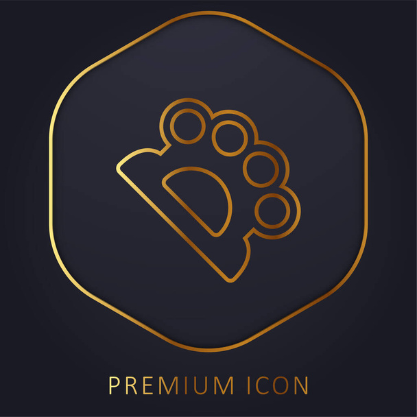 Brass Knuckles golden line premium logo or icon - Vector, Image