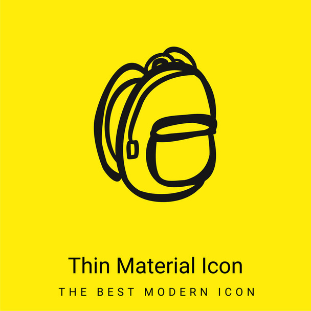 Backbag dibujado a mano contorno mínimo icono de material amarillo brillante - Vector, imagen
