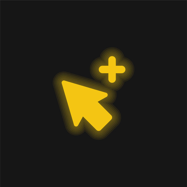 Add Arrow yellow glowing neon icon - Vector, Image