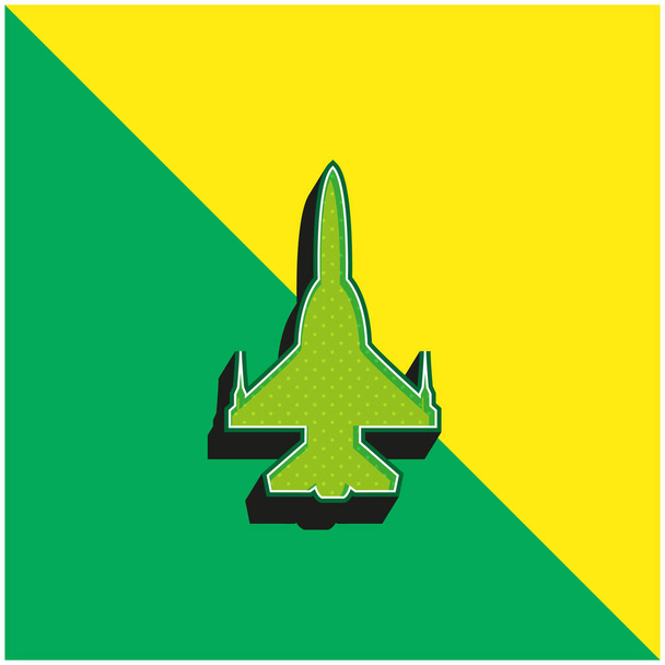 Avión Silueta verde y amarillo moderno vector 3d icono logotipo - Vector, Imagen