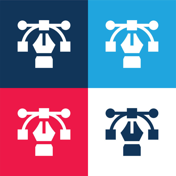 Arco azul y rojo conjunto de iconos mínimo de cuatro colores - Vector, imagen