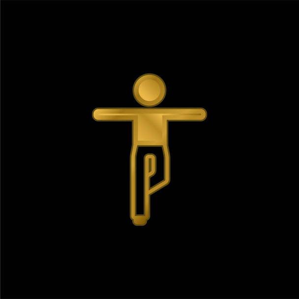 Boy Balance Position vergoldetes metallisches Symbol oder Logo-Vektor - Vektor, Bild