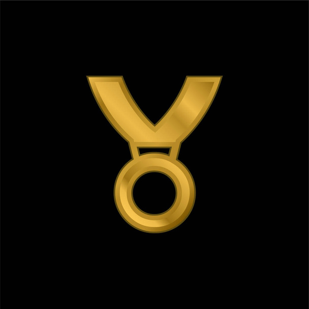 Ocenění Medaile pozlacená metalická ikona nebo vektor loga - Vektor, obrázek