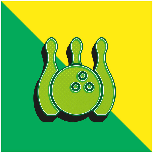 Bowling verde y amarillo moderno vector 3d logotipo del icono - Vector, Imagen