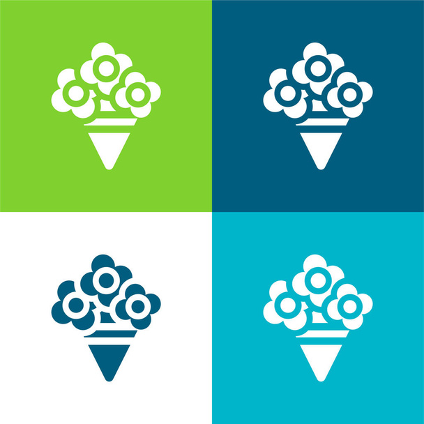 Buquê Plano quatro cores conjunto de ícones mínimos - Vetor, Imagem