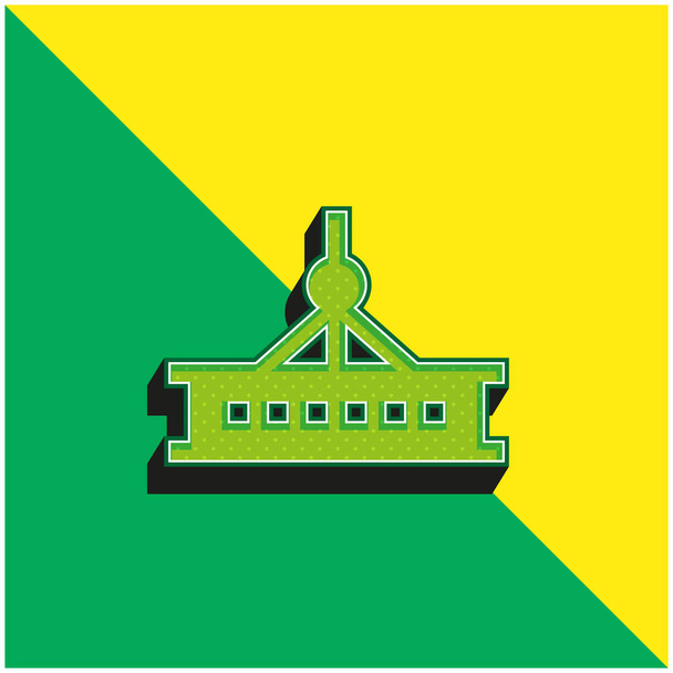 Palkki Vihreä ja keltainen moderni 3d vektori kuvake logo - Vektori, kuva