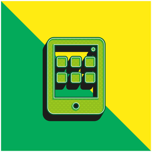 App Logo vectoriel 3D moderne vert et jaune - Vecteur, image
