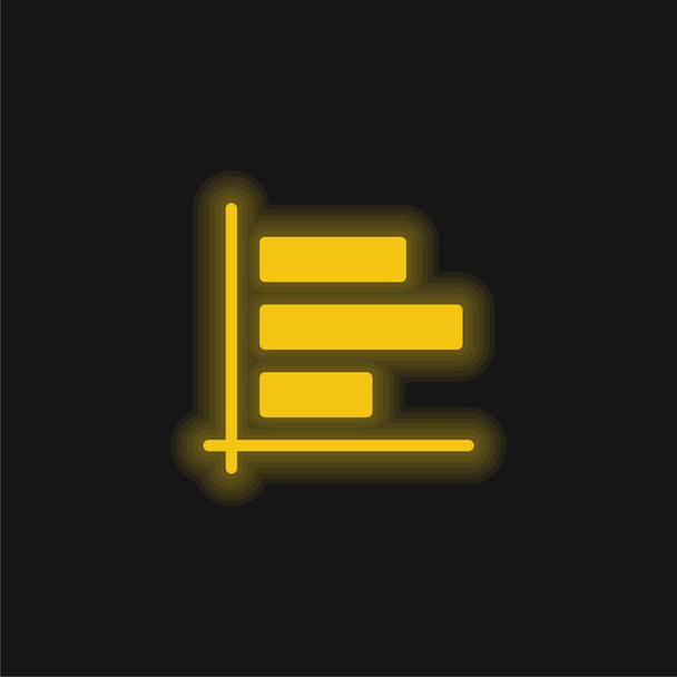 Gráfico de barras amarelo brilhante ícone de néon - Vetor, Imagem