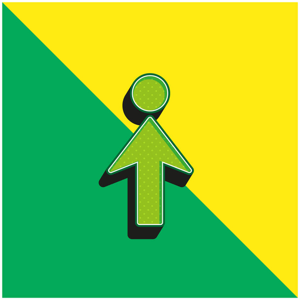 Βέλος σε πράσινο και κίτρινο σύγχρονο 3d διάνυσμα εικονίδιο λογότυπο - Διάνυσμα, εικόνα