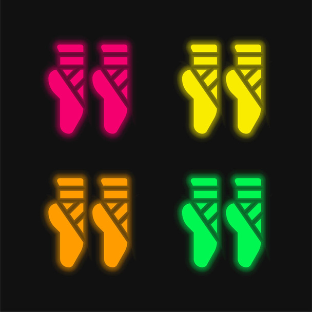 Ballet four color glowing neon vector icon - Vector, Image