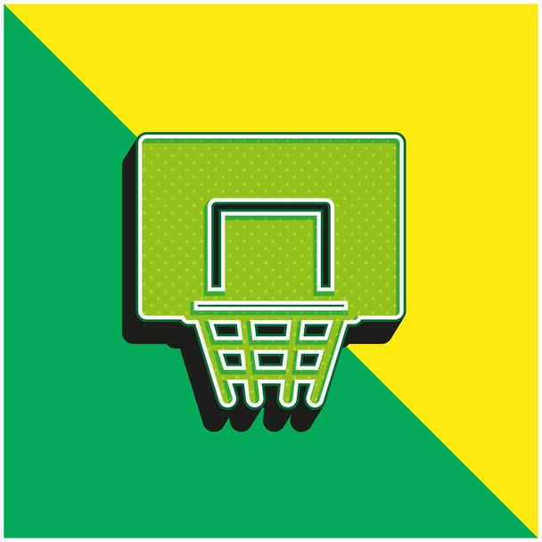 Basketbal Košík Zelené a žluté moderní 3D vektorové logo ikony - Vektor, obrázek