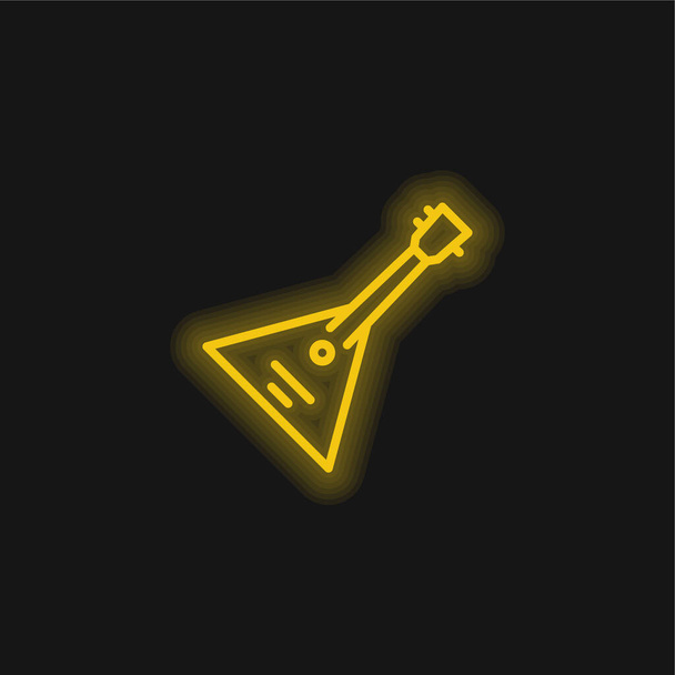 Balalaika gelbe leuchtende Neon-Ikone - Vektor, Bild