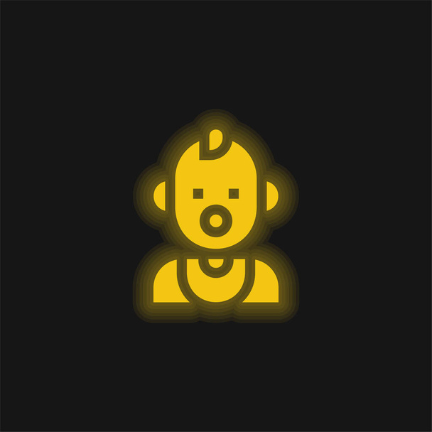 Bambino giallo icona al neon incandescente - Vettoriali, immagini