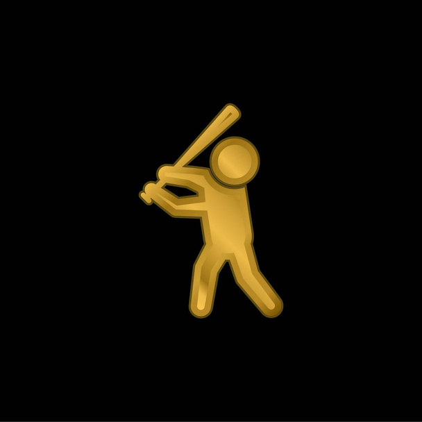 Baseball Bat banhado a ouro ícone metálico ou vetor logotipo - Vetor, Imagem