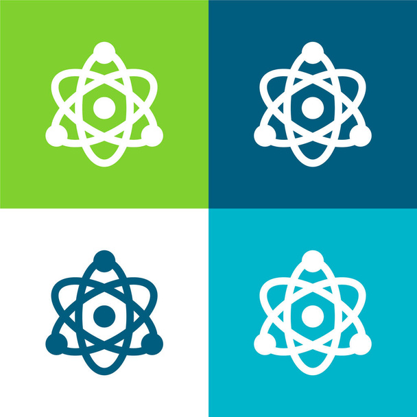 Ensemble d'icônes minimal Atom Flat quatre couleurs - Vecteur, image