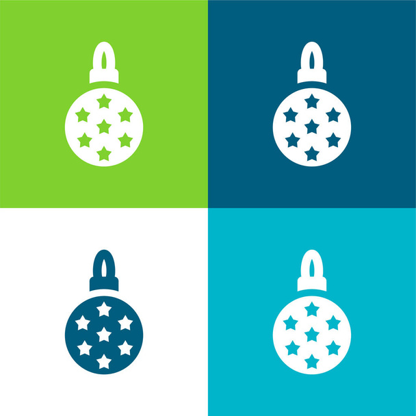 Bauble Set icona minimale a quattro colori Flat - Vettoriali, immagini