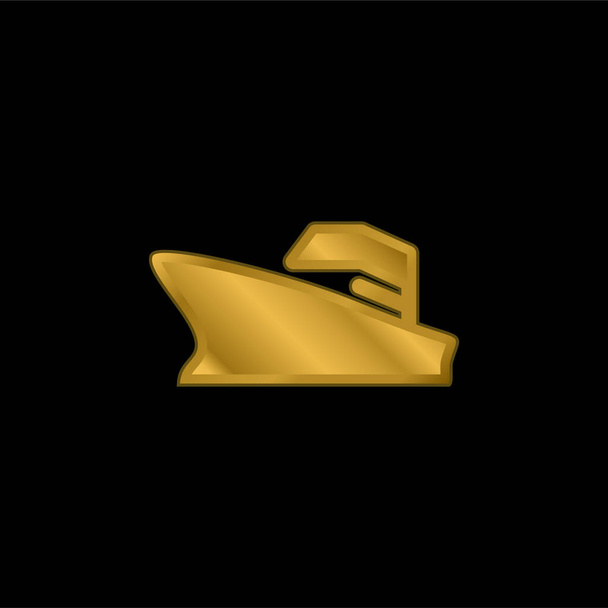 Battleship gold plated metalic icon or logo vector - Vector, Image
