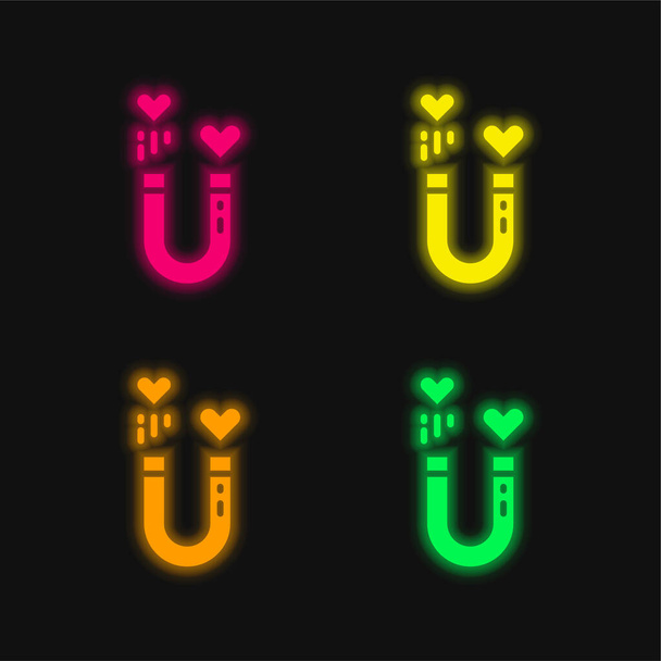Attraction four color glowing neon vector icon - ベクター画像