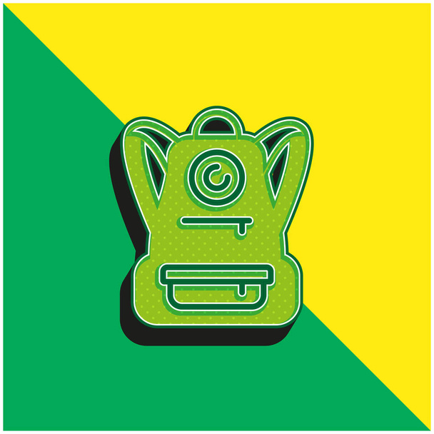 Σακίδιο πλάτης Πράσινο και κίτρινο σύγχρονο 3d διάνυσμα εικονίδιο λογότυπο - Διάνυσμα, εικόνα
