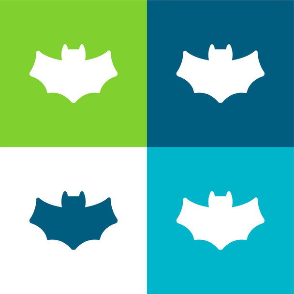 Pipistrello piatto quattro colori minimo set di icone - Vettoriali, immagini