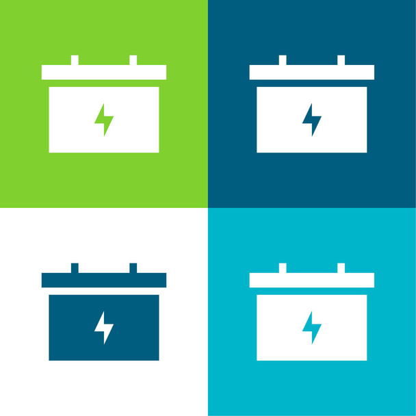 Akkumulátor lakás négy szín minimális ikon készlet - Vektor, kép
