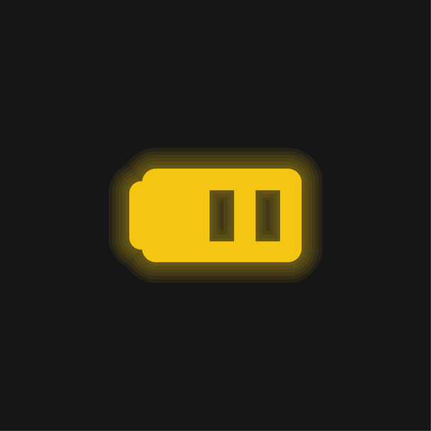 Baterry geel gloeiende neon pictogram - Vector, afbeelding