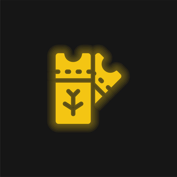 Biniş kartı sarı parlayan neon simgesi - Vektör, Görsel