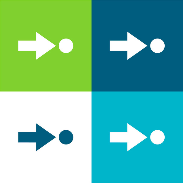 Flecha señalando un círculo plano conjunto de iconos mínimo de cuatro colores - Vector, imagen