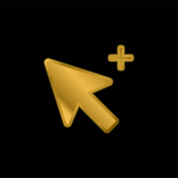 Añadir Selección Cursor chapado en oro icono metálico o logo vector - Vector, imagen