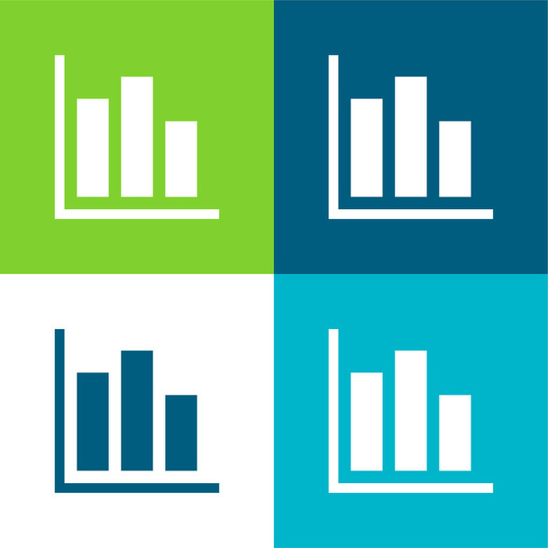 Gráfico de barras Conjunto de ícones mínimos de quatro cores plano - Vetor, Imagem