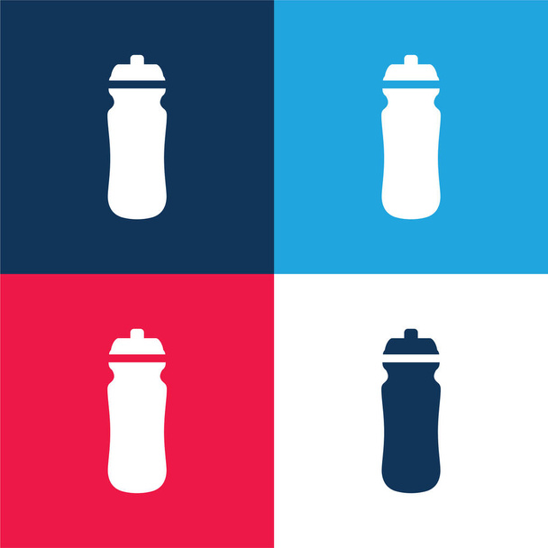 Botella de agua azul y rojo de cuatro colores mínimo icono conjunto - Vector, Imagen