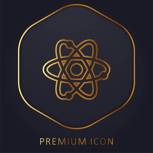 Atom línea de oro logotipo premium o icono - Vector, Imagen