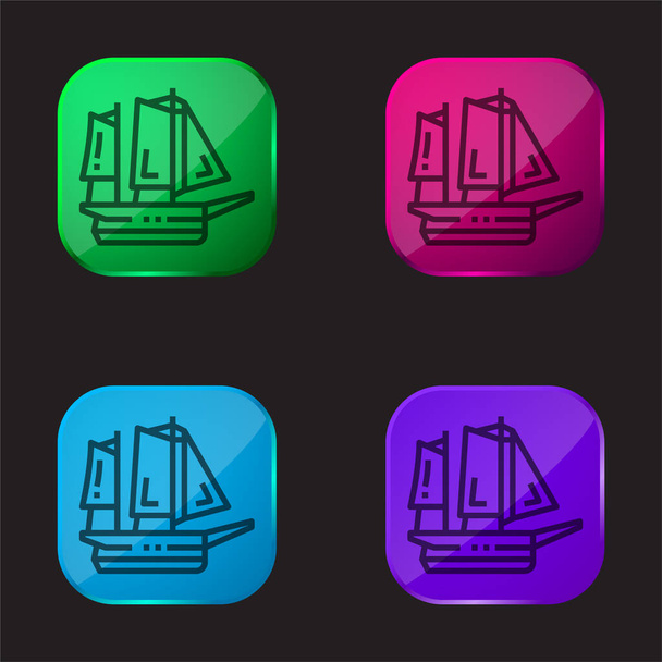 Boot vier farbige Glasknopf-Symbol - Vektor, Bild