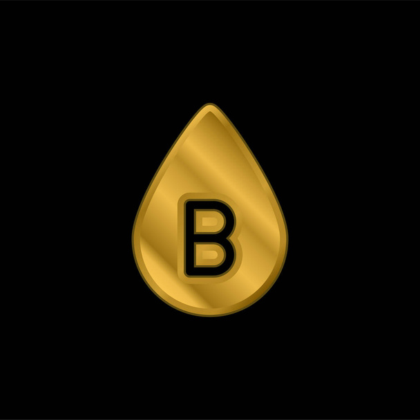 B Tipo de Sangue banhado a ouro ícone metálico ou vetor logotipo - Vetor, Imagem