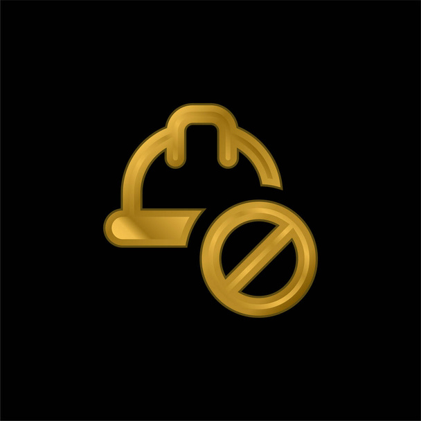 Banned gold plated metalic icon or logo vector - Vector, Image