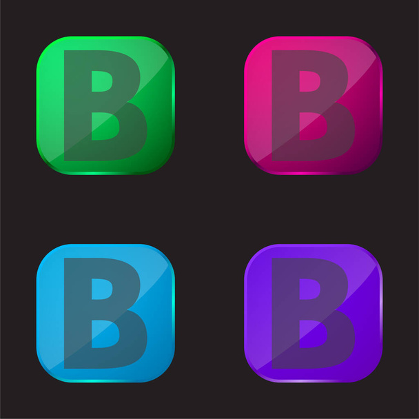 Bold four color glass button icon - Vector, Image