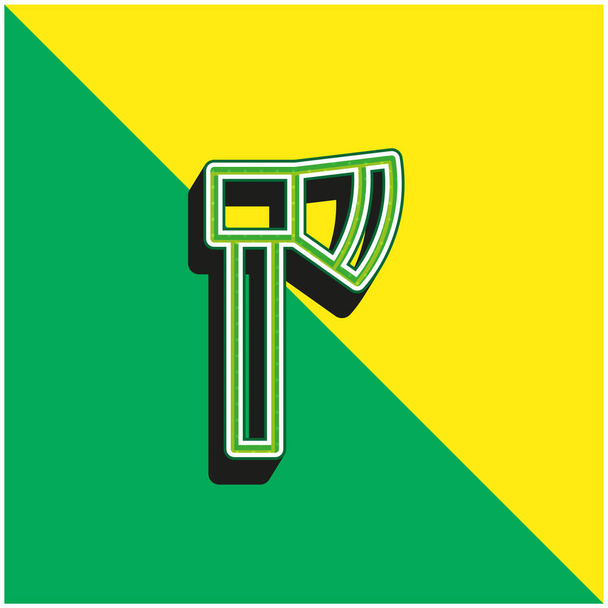 Axt Grünes und gelbes modernes 3D-Vektor-Symbol-Logo - Vektor, Bild