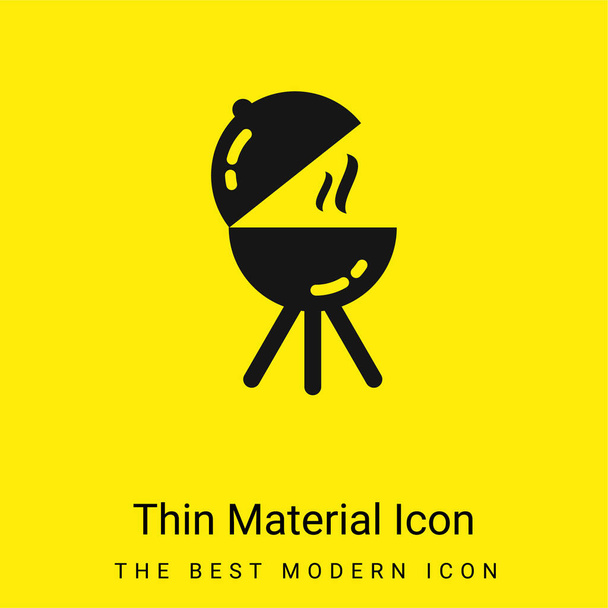 Barbecue Open minimal bright yellow material icon - Vector, Image