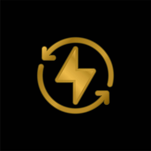 Bolt banhado a ouro ícone metálico ou vetor logotipo - Vetor, Imagem