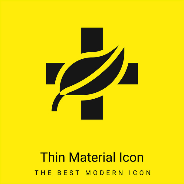 Medicina alternativa mínimo icono de material amarillo brillante - Vector, Imagen